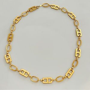 Vintage DIOR 1969 Signed MARINER CD Gold Necklace